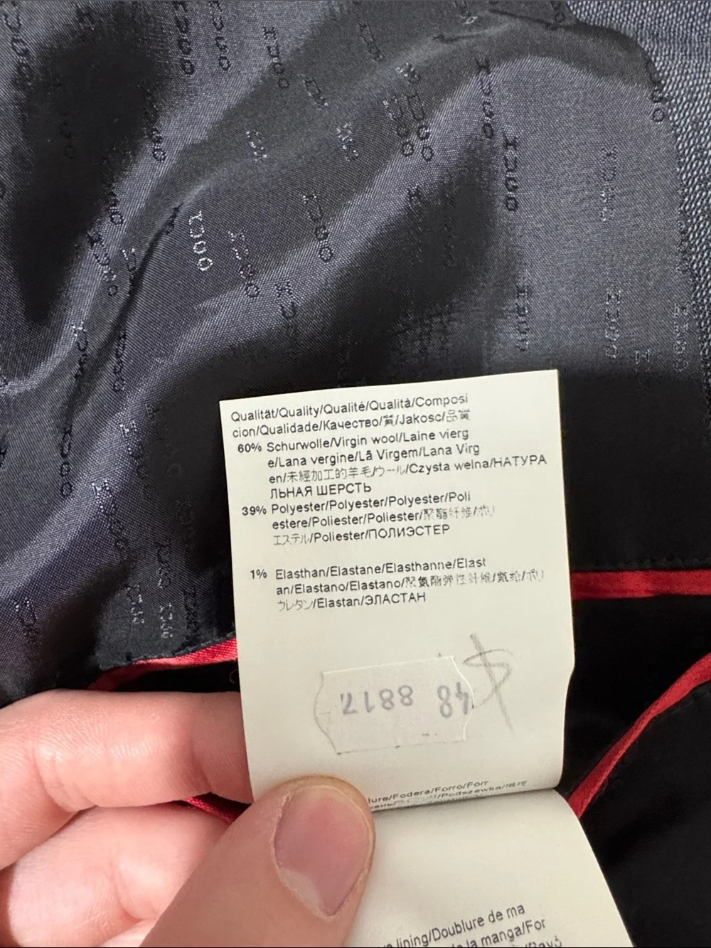 Hugo Boss mens 38R gray geo micro pattern wool blend 2-button sport coat EUC